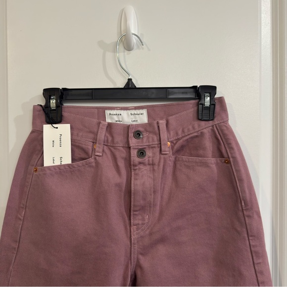 Proenza Schouler White Label Washed Denim Cropped Stovepipe Jeans in Pink - Picture 4 of 13